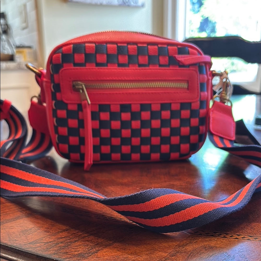 Red and Black Checkered Crossbody Bag